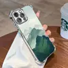 La funda de teléfono más vendida de la estación Temu, Qingshan Pintoresca de Nuevo Estilo Chino para Apple 17 Pro Max, 16 Funda Suave con Airbag Electrochapado
