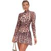 Ropa de Mujer Más Vendida en Amazon Otoño 2025 Nueva Moda Estampado Chica Caliente Delgado Estampado de Leopardo Vestido de Manga Larga Venta al por Mayor