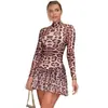 Ropa de Mujer Más Vendida de Amazon 2026 Otoño Nueva Moda Estampada Chica Atrevida Ajuste Delgado Estampado de Leopardo Vestido de Manga Larga Venta al por Mayor