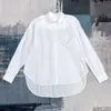 Sumei Hui 2026 Primavera/Verão Novo Nórdico Simples Gola Lapela Manga Longa Solta Camisa de Algodão para Mulheres