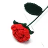 Ramo del Día de San Valentín Chino, regalo de cumpleaños, flor artificial individual degradada, rosa tejida a crochet hecha a mano, tejido creativo con hilo