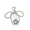 Estilo Ins Colgante de Llavero con Colgante de Corazón y Lazo de Perla Decoración para Bolso Colgante DIY Nicho Elegante Colgante Transfronterizo
