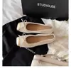 Versión de Piel de Vaca de Zapatos Mary Jane Estilo Ballet con Punta Cuadrada Pequeña, Apertura Baja, Sin Cierre, Suela Plana, Moño, Piel Genuina para Mujer