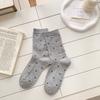 Meias Femininas de Cano Médio Estilo Francês Retrô com Laço Estilo Ins Coreano Micro-Pressão Versáteis para Roupas de Exterior Meias Arrastão Sem Costura