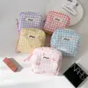 Bolsa de Maquiagem Quadrada Personalizada com Grade Pequena, Bolsa Pequena Simples para Meninas, Cosméticos, Pó, Batom, Bolsa de Armazenamento, Portátil