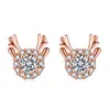 Novos brincos de alce de prata coreanos brincos de ouro rosa com temperamento criativo brincos simples brincos de galho de veado femininos
