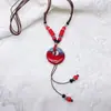 Colar de contas de cerâmica colorida Moda Retro Novo Estilo Chinês Personalidade Colar Longo Camada Dupla Colar Colar Avançado Atacado
