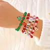 Pulsera Versátil Navideña Transfronteriza Europea y Americana Árbol de Navidad Corazón Arcilla Suave Pulsera de Cuentas Coloridas Juego de Apilamiento Multicapa