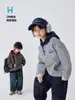 Roupas Infantis Haima 2025 Inverno Novo Conjunto de Inverno para Meninos Moletom com Capuz de Lã Grossa Roupas de Ano Novo Espessadas Traje de Celebração