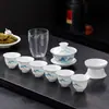 Porcelana Branca de Alta Qualidade Gaiwan Conjunto de Chá Kung Fu Caixa de Presente Atacado Presente Empresarial Conjunto de Chá Cerâmico com Impressão de Logotipo