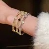 Pulsera de Flor con Baño de Oro Real y Circonita Moda Celebridad de Internet Pulsera de Alto Sentido Moda Exquisita Joyería Nueva Venta al por Mayor Mujeres