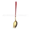Vajilla transfronteriza de acero inoxidable 304 cuchara para ensalada tenedor cuchara de mango largo cuchara tenedor integrada para ensalada de frutas para estudiantes tenedor para pasta