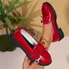 Sapatos Mocassins Femininos de Grande Tamanho para Comércio Exterior Transfronteiriço, Sapatos Mary Jane com Laço de Couro Patente para Primavera, Verão e Outono, Sapatos Casuais