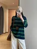 Camiseta de Manga Larga a Rayas Retro Estilo Coreano para Mujer 2026 Otoño Nueva Estilo Perezoso Holgada Casual Versátil Capa Base Superior