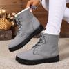 Botas de Neve Inverno Novos Sapatos Femininos Modernos Sapatos de Algodão Impermeáveis Botas Altas Quentes Espessadas Transfronteiriças Tamanho Grande Botas Femininas com Cadarço