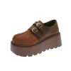 Separador de Dedos Falso Sapatos Únicos de Solado Grosso Retrô Femininos 2026 Nova Coleção Primavera/Outono Plataforma Estilo Acadêmico Aumentador de Altura Mocassins Birkenstock