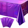 Mantel de Mesa para Fiesta de Papel de Aluminio Arcoíris Láser Rojo Rosa Láser Niña Cumpleaños Boda Fiesta Mantel Desechable Suministros