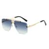 Estallidos transfronterizos Caja para gafas de sol sin montura de doble viga de otoño europea y americana Gafas de sol retro para hombre Gafas de sol de moda transfronterizas