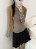 26 Nuevo Estilo de Otoño Top, Estilo Coreano, Color Sólido, Cuello Semi Alto, Suéter de Punto con Mangas Largas Fruncidas, Camiseta Básica para Commuting para Mujer