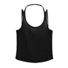 Simple Street Hot Girl Sexy Blusa sin espalda ligeramente transparente que cubre el cuerpo Celebridad de Internet Color sólido Yoga Hermosa espalda Chaleco suelto