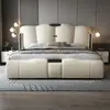 Cama de lujo de cuero genuino para dormitorio principal, cama moderna con cabecero suave estilo italiano, cama con almacenamiento de elevación a gas, cama matrimonial para dormitorio principal, cama de lujo para bodas