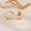 Novos brincos de joia europeus e americanos de cobre com ouro 18K, não desbotam, design criativo de nicho feminino, brincos de joia geométrica