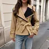 Abrigo de lana de alta gama transfronterizo de Amazon, nuevo para otoño e invierno 2026, estilo grueso europeo y americano, abrigo para mujer con cinturón a la cintura