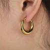 Pendientes plisados únicos de acero inoxidable con textura de moda francesa, pendientes irregulares geométricos de oro alto