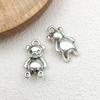 Pingente de urso de brinquedo de liga de prata antiga série animal pingente faça você mesmo pulseira colar chaveiro acessórios