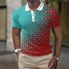 Camisa Polo Transfronteriza para Hombre Estilo Europeo y Americano Impresión Digital Moda Casual Manga Corta Cuello Solapa Camiseta Suministro de Comercio Exterior para Hombre
