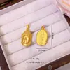 Colgante de Latón Chapado en Oro con el Carácter "" para la Paz Eterna, Colgante de Cabeza de Buda, Colgante Hueco de Buda Tathagata, Cadena para Suéter de Mujer, Sensación de Lujo Ligero y Gama Alta