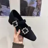 Zapatos de mujer con plataforma interior, punta cuadrada, adornos de pedrería, otoño e invierno 2025, Mary Jane peludos de felpa gris para fiesta