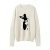 Suéter Casual Versátil de Cashmere de Coelho Novo para Outono e Inverno Feminino 100% Cashmere Puro Gola Redonda Suéter de Tricô Pulôver