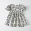 Vestido para niña estilo coreano, con forma de corazón, calado, estampado floral, 100% algodón, de manga corta, nuevo modelo verano 2026