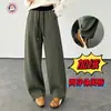 Pantalones Casuales de Terciopelo de Invierno 2026 Cintura Alta Holgados Moda Pierna Recta Pierna Ancha Pantalones Deportivos Casuales para Mujer