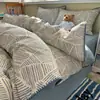 Conjunto de Quatro Peças Respirável Classe A para Maternidade e Bebês para Dormir Nu, Lençol e Capa de Edredom de Gaze Dupla de Algodão Puro Nuvens Macias, Conjunto de Três ou Quatro Peças para Dormitório