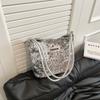 Bolsa feminina moda popular personalizada com cordão de lantejoulas corrente bolsa de ombro mensageiro verão 2024 nova moda textura