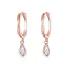Pendientes de Zirconia Blanca Transfronterizos Lágrima Oro Oro Rosa Pendientes de Aro Pequeños Pendientes Colgantes en Forma de Gota para Mujer