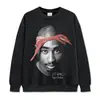 Camiseta de Manga Curta com Estampa 2PAC Tupac Europeia e Americana Streetwear Americano Marca Tendência Solta Oversize Unissex Atacado