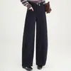 Pantalones anchos de lana de acetato sintético para mujer, nueva colección otoño/invierno 2026, de cintura alta, que cubren la cadera, de corte holgado, fluidos, pantalones largos casuales