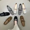 Sapatos de Salto Alto para Mulheres 2026 Outono Retro Coreano Bolinhas Quadrados Rasos Mary Jane Sapatilhas