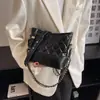 Bolso de Alta Gama para Mujer de Moda Versátil Bolso Vagabundo Bordado Rombo Cadena Bolso Cuadrado Pequeño Gran Capacidad Bolso de Hombro Único Cruzado