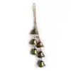 Cuerda de cáñamo con campanas de venta caliente Cadena de campanas Trompeta vintage Carrillón de viento Arte de hierro Decoración colgante DIY Posada en casa Decoración de carillón de viento para el hogar Adorno colgante