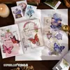 Livro de Adesivos Infeelme, Série Flor Bebida, Lindos Materiais de Decoração para Diário com Flores e Borboletas, 50 Folhas Incluídas