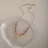 Colar Pingente Elefante Colorido com Contas Design Francês Retrô Corrente para Clavícula Dopamina Empilhada Nicho Alto Padrão
