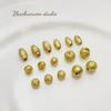 Cuentas redondas de color huecas de oro de 18 quilates esmerilado, ovaladas, con patrón oscuro, con orificio pasante, hechas a mano, para pulseras, collares y pendientes, accesorios.