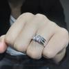 Europeu e Americano Nova Simulação Anel de Diamante Agressivo Personalidade Anel Dupla Linha Diamante Completo Micro-incrustado Anel Masculino Presente de Dia dos Namorados para o namorado