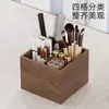 Caixa de armazenamento para pincéis de maquiagem caixa de armazenamento de cosméticos de madeira para casa quarto prateleira de armazenamento para lápis de sobrancelha pente mesa de toucador