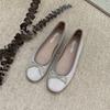 Zapatos de Tacón Plano con Moño y Punta Cuadrada para Mujer, Zapatos Planos, Tacón Bajo, Suela Suave, Zapatos de Ballet para Boda, Cómodos para Conducir, para Mujeres Embarazadas, Todas las Estaciones