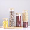 Frasco de Almacenamiento Cilíndrico de Vidrio de Borosilicato de Alta Calidad con Tapa de Corcho y Bambú de 85 mm, Botella Sellada Multiespecificación, Botella de Envasado de Alimentos para Cocina